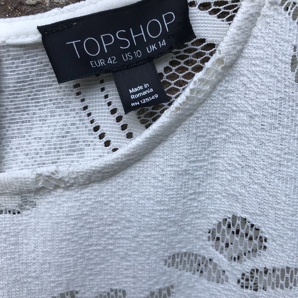 TOPSHOP Ivory/Cream Short Sleeve Floral Lace Dress | M - Picture 10 of 16